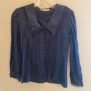 Vintage Blue Linen Top